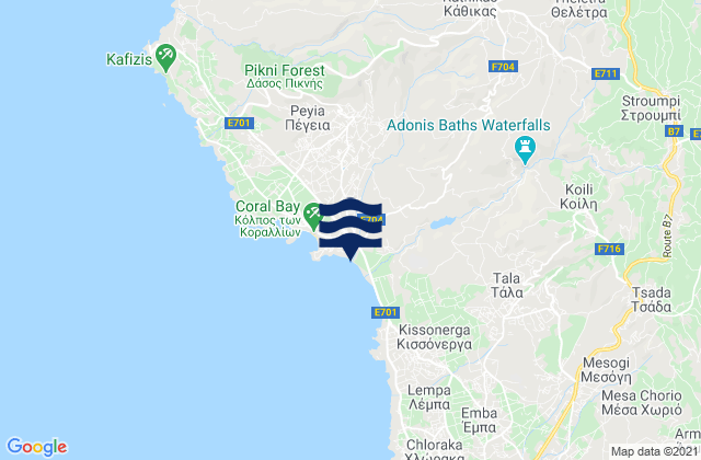 Mappa delle maree di Káthikas, Cyprus