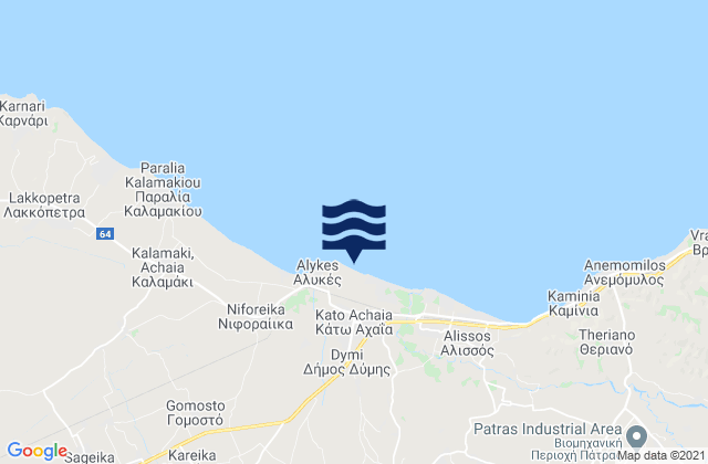 Mappa delle maree di Káto Achaḯa, Greece