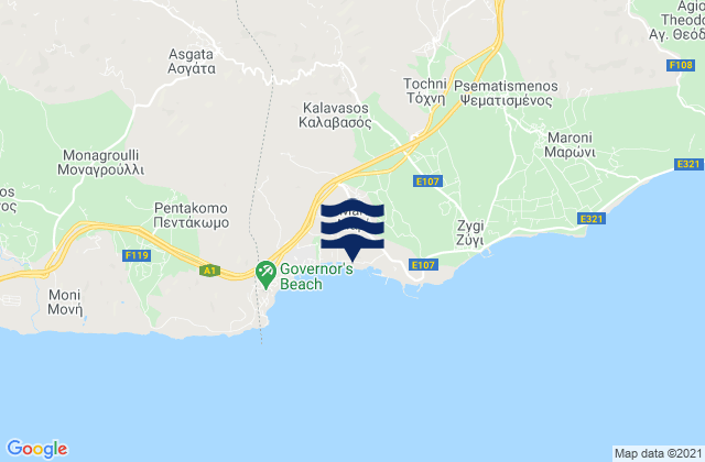 Mappa delle maree di Káto Drys, Cyprus