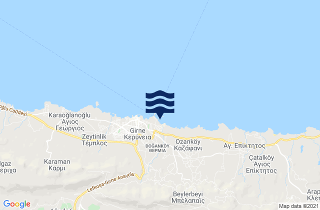 Mappa delle maree di Káto Díkomo, Cyprus
