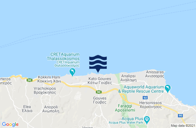 Mappa delle maree di Káto Goúves, Greece