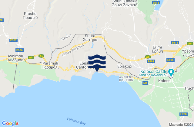 Mappa delle maree di Káto Kivídes, Cyprus