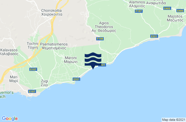 Mappa delle maree di Káto Léfkara, Cyprus