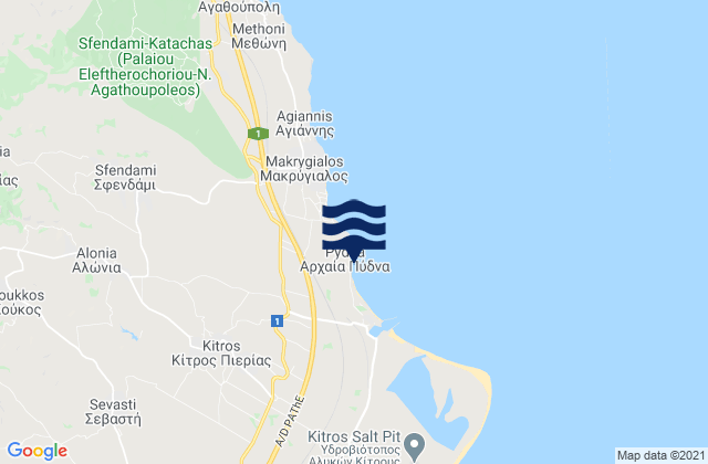 Mappa delle maree di Kítros, Greece