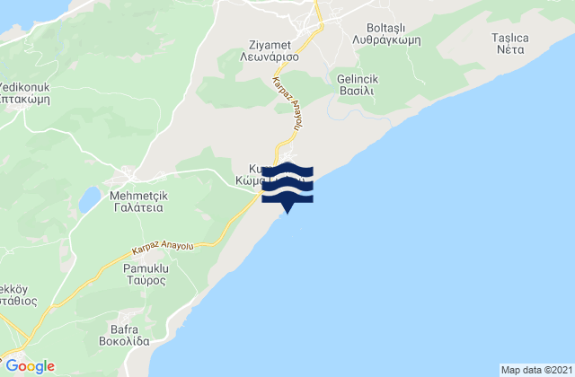 Mappa delle maree di Kóma tou Gialoú, Cyprus