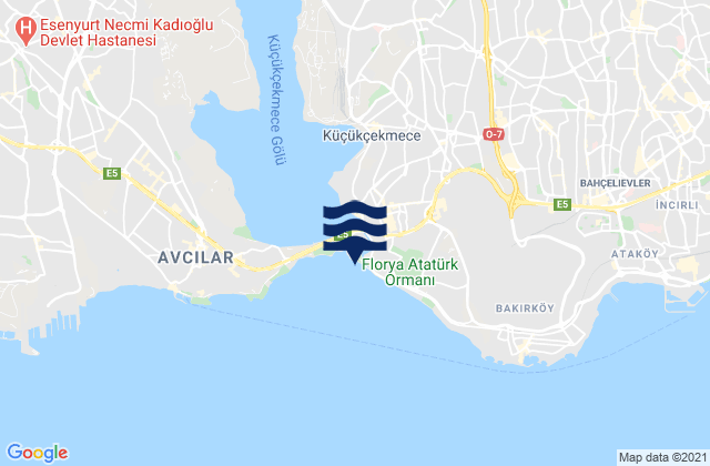 Mappa delle maree di Küçükçekmece, Turkey
