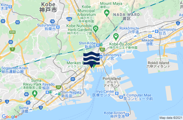 Mappa delle maree di Kōbe Shi, Japan