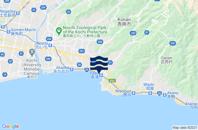 Mappa delle maree di Kōnan Shi, Japan