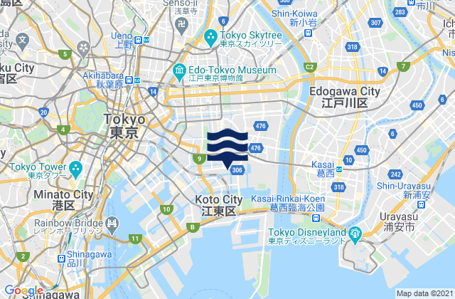 Mappa delle maree di Kōtō-ku, Japan
