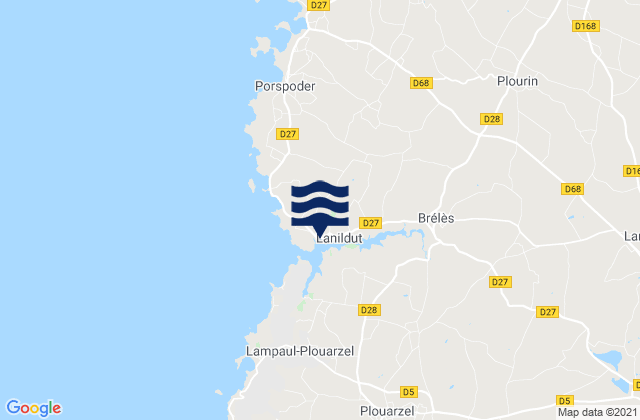 Mappa delle maree di L'Aber Ildut, France