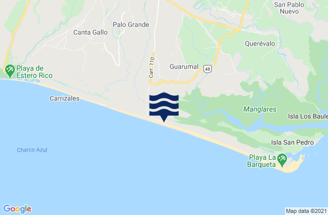Mappa delle maree di La Barqueta, Panama