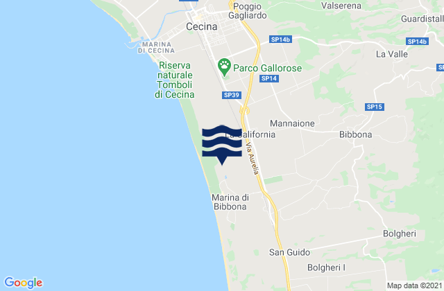 Mappa delle maree di La California, Italy