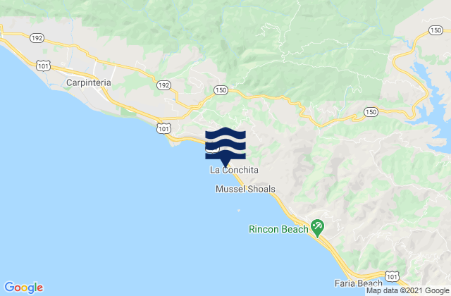 Mappa delle maree di La Conchita Beach, United States