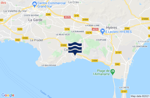 Mappa delle maree di La Crau, France