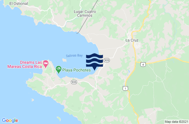 Mappa delle maree di La Cruz, Costa Rica