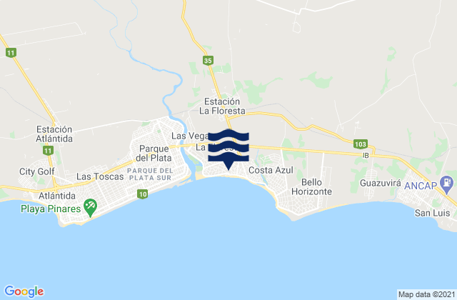 Mappa delle maree di La Floresta, Uruguay
