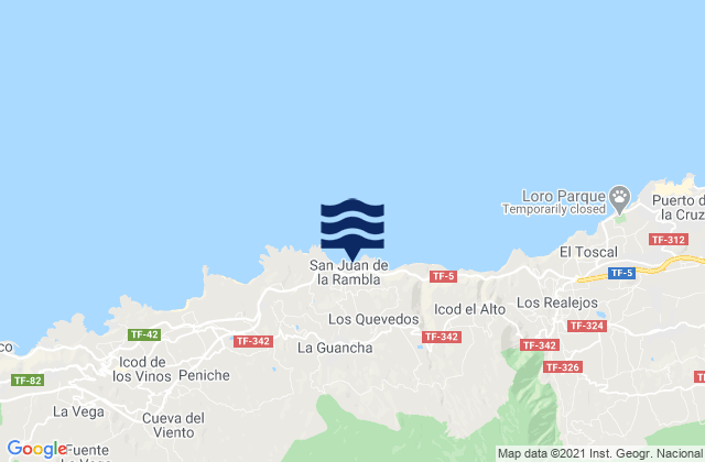 Mappa delle maree di La Guancha, Spain