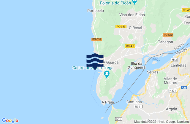 Mappa delle maree di La Guardia, Portugal