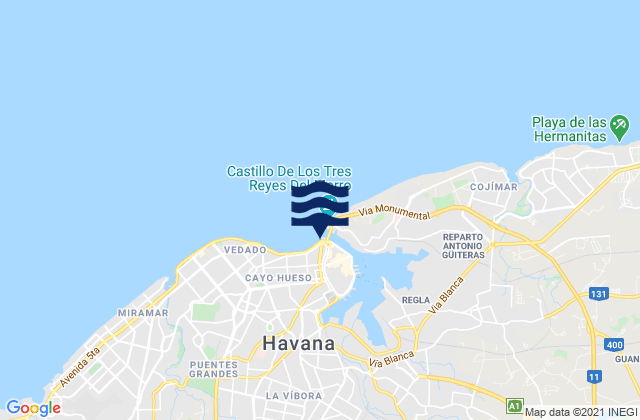 Mappa delle maree di La Habana Vieja, Cuba