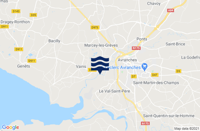 Mappa delle maree di La Haye-Pesnel, France