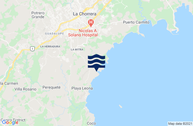 Mappa delle maree di La Herradura, Panama