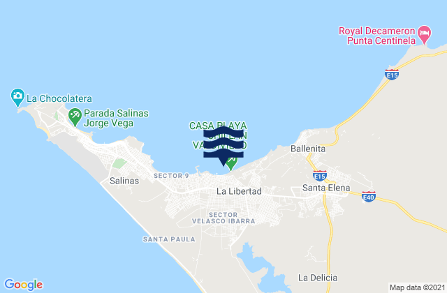 Mappa delle maree di La Libertad, Ecuador