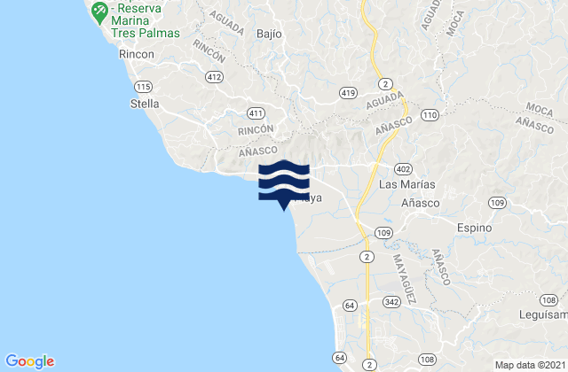 Mappa delle maree di La Playa, Puerto Rico
