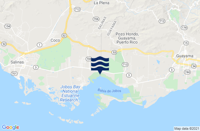 Mappa delle maree di La Plena, Puerto Rico