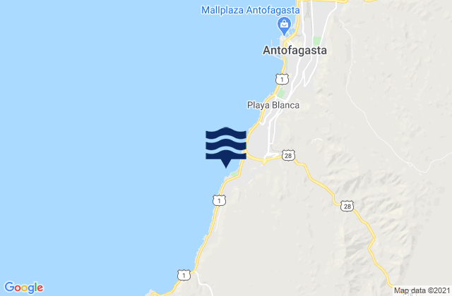 Mappa delle maree di La Puntilla (Antofagasta), Chile