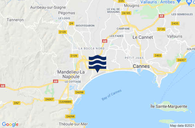 Mappa delle maree di La Roquette-sur-Siagne, France