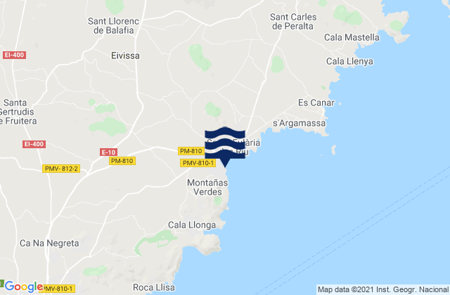 Mappa delle maree di La Siesta, Spain