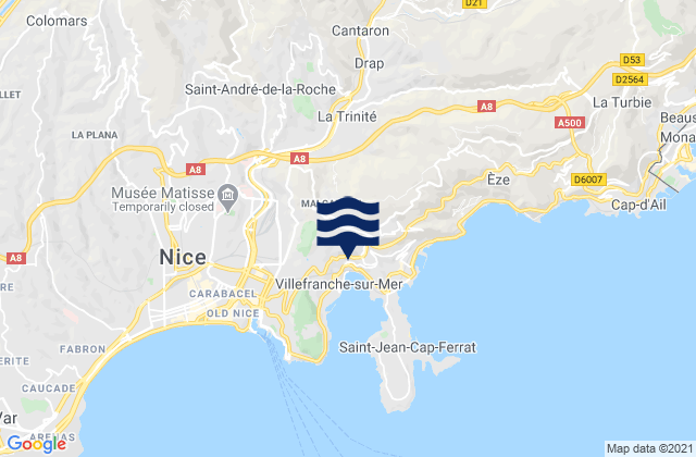 Mappa delle maree di La Trinité, France