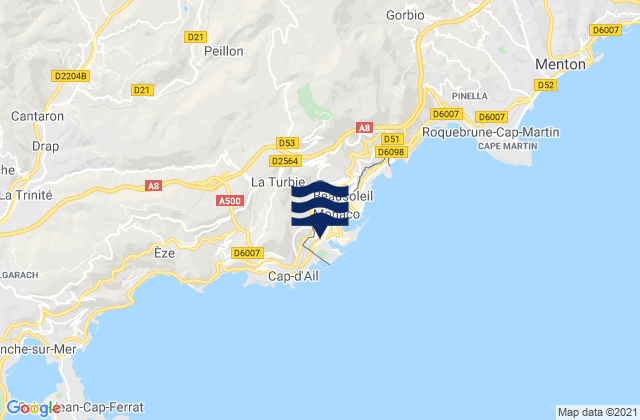 Mappa delle maree di La Turbie, France
