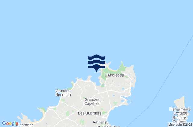 Mappa delle maree di Ladies Bay Beach, France