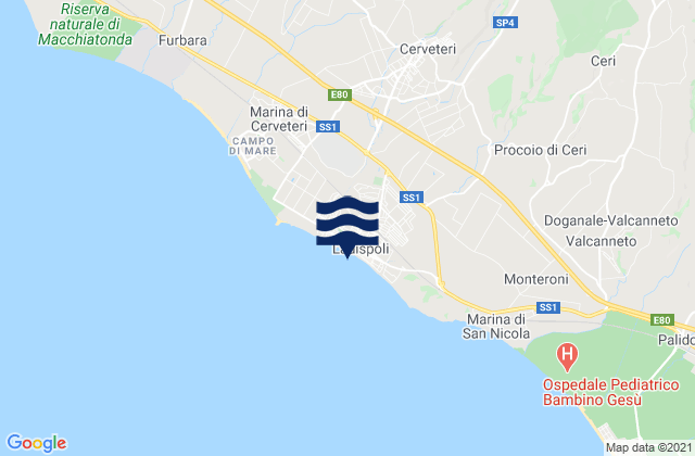Mappa delle maree di Ladispoli, Italy