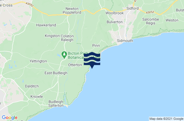 Mappa delle maree di Ladram Bay, United Kingdom