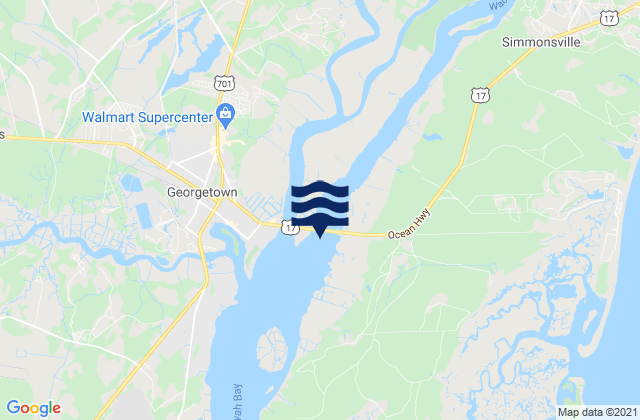 Mappa delle maree di Lafayette swing bridge Waccamaw River, United States