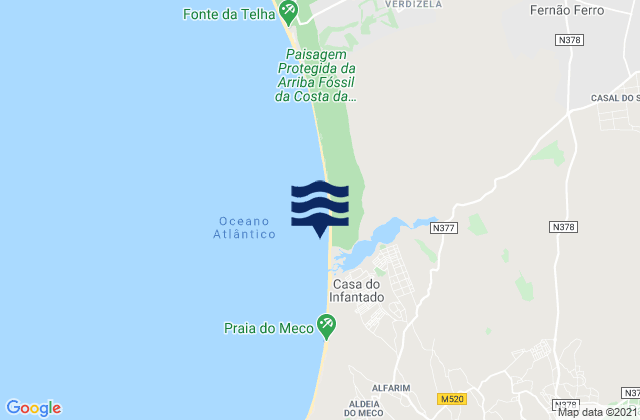 Mappa delle maree di Lagoa de Albufeira, Portugal