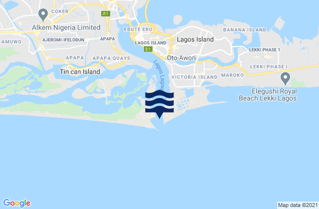 Mappa delle maree di Lagos Bar, Nigeria