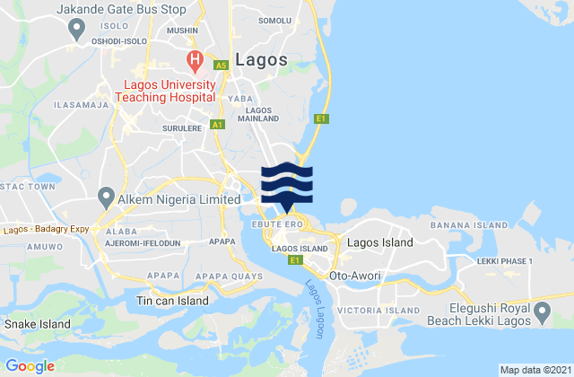 Mappa delle maree di Lagos Island Local Government Area, Nigeria