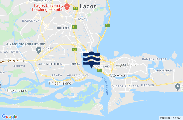 Mappa delle maree di Lagos Lagos River, Nigeria