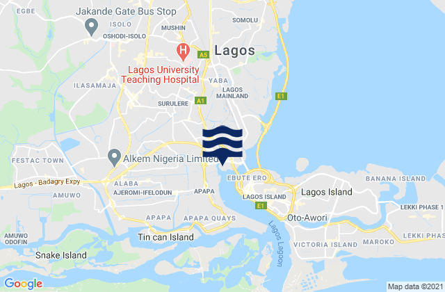 Mappa delle maree di Lagos Mainland Local Government Area, Nigeria