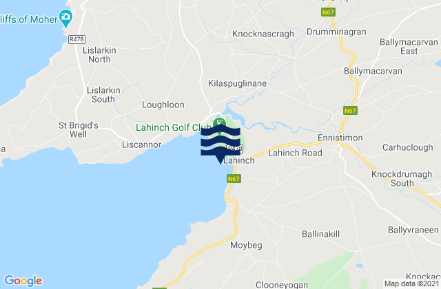 Mappa delle maree di Lahinch - Beach, Ireland