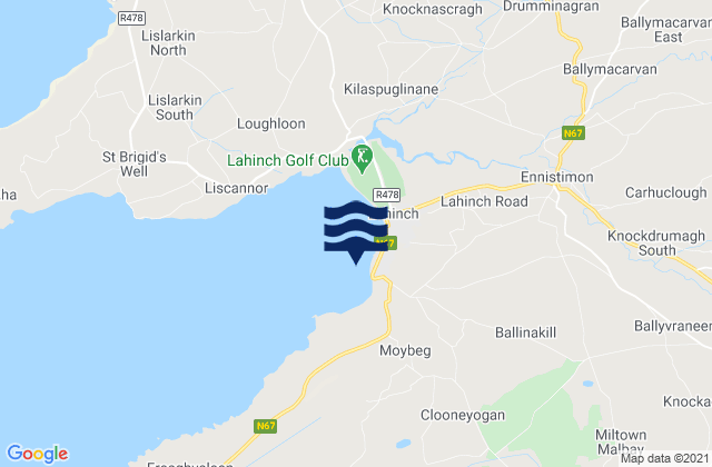 Mappa delle maree di Lahinch - Cornish Left, Ireland