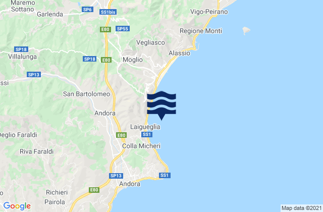 Mappa delle maree di Laigueglia, Italy