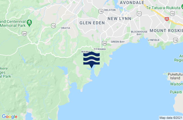 Mappa delle maree di Laingholm Bay, New Zealand