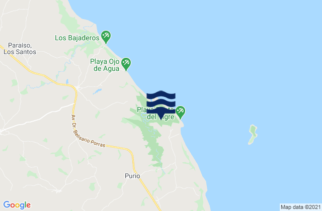 Mappa delle maree di Lajamina, Panama