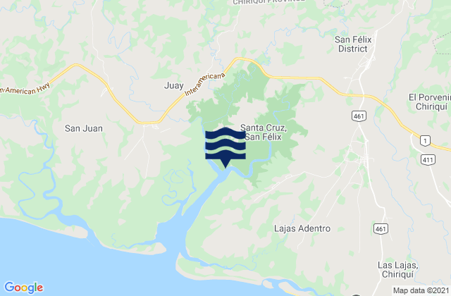 Mappa delle maree di Lajas Adentro, Panama
