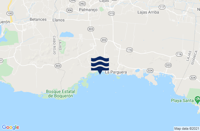 Mappa delle maree di Lajas Barrio-Pueblo, Puerto Rico