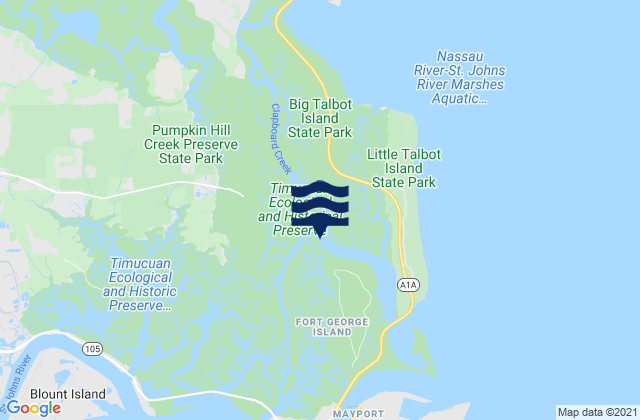 Mappa delle maree di Lake Forest Ribault River, United States